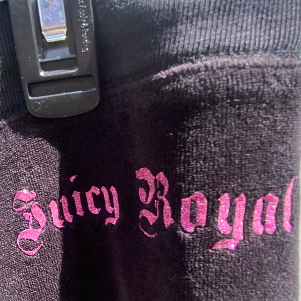 Y2K Juicy Couture Black Velour Juicy Royal Sweatpants Size XL